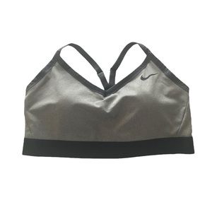 𝅺Nike Womens Gray Black Indy Dri-FIT Low-Impact Padded Sports Bra